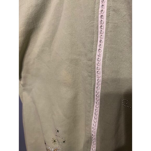 Women's Basic Light Green Zipper Sweatshirt With Bedazzled Butterflies‎ Size LG - Picture 9 of 9